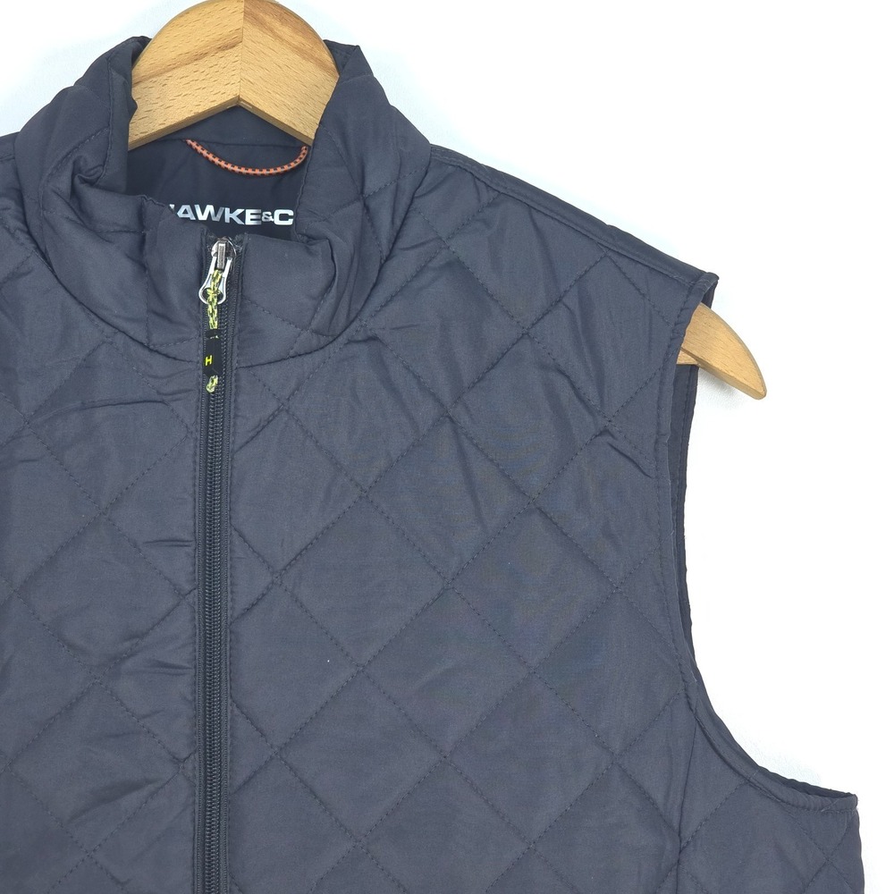 Hawke & Co Quilted Puffer Vest Men's Large Gray Performance Full Zip Cozy Preppy - Picture 10 of 16